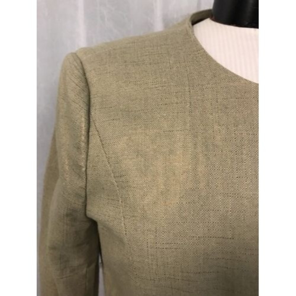 Michael Kors Women's Blazer Beige Linen Metallic Crop Fully Lined Size 6 - Picture 4 of 12